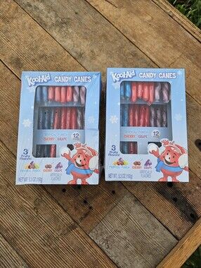 Kool-Aid Candy Canes - Tropical Punch, Cherry, Grape - 24 count (2 boxes of 12)